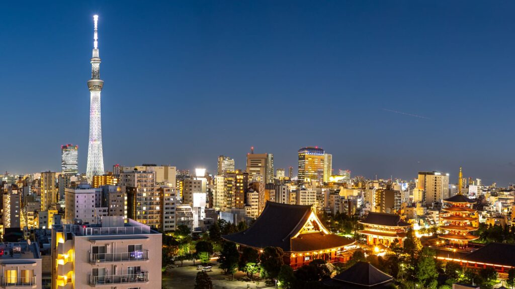 東京スカツリーと浅草の夜景